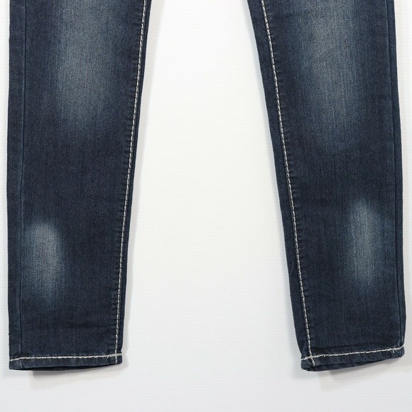 Gumm Junior Womens Embellished Jeans 5/6 Flap Pockets Rhinestone Button Slim Leg - Picture 4 of 10